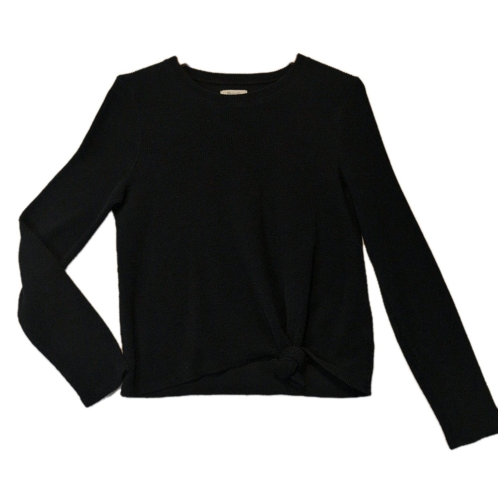 Madewell LG Black Ribbed Cotton Blend Long Sleeve Sweater Cozy Goth Work Layers
